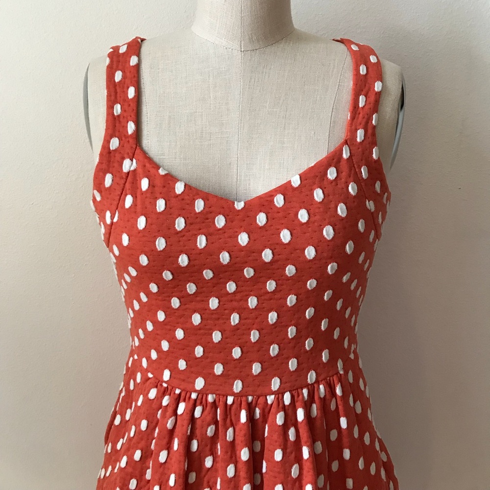 Maison Jules Orange and White Polka Dot Dress XS